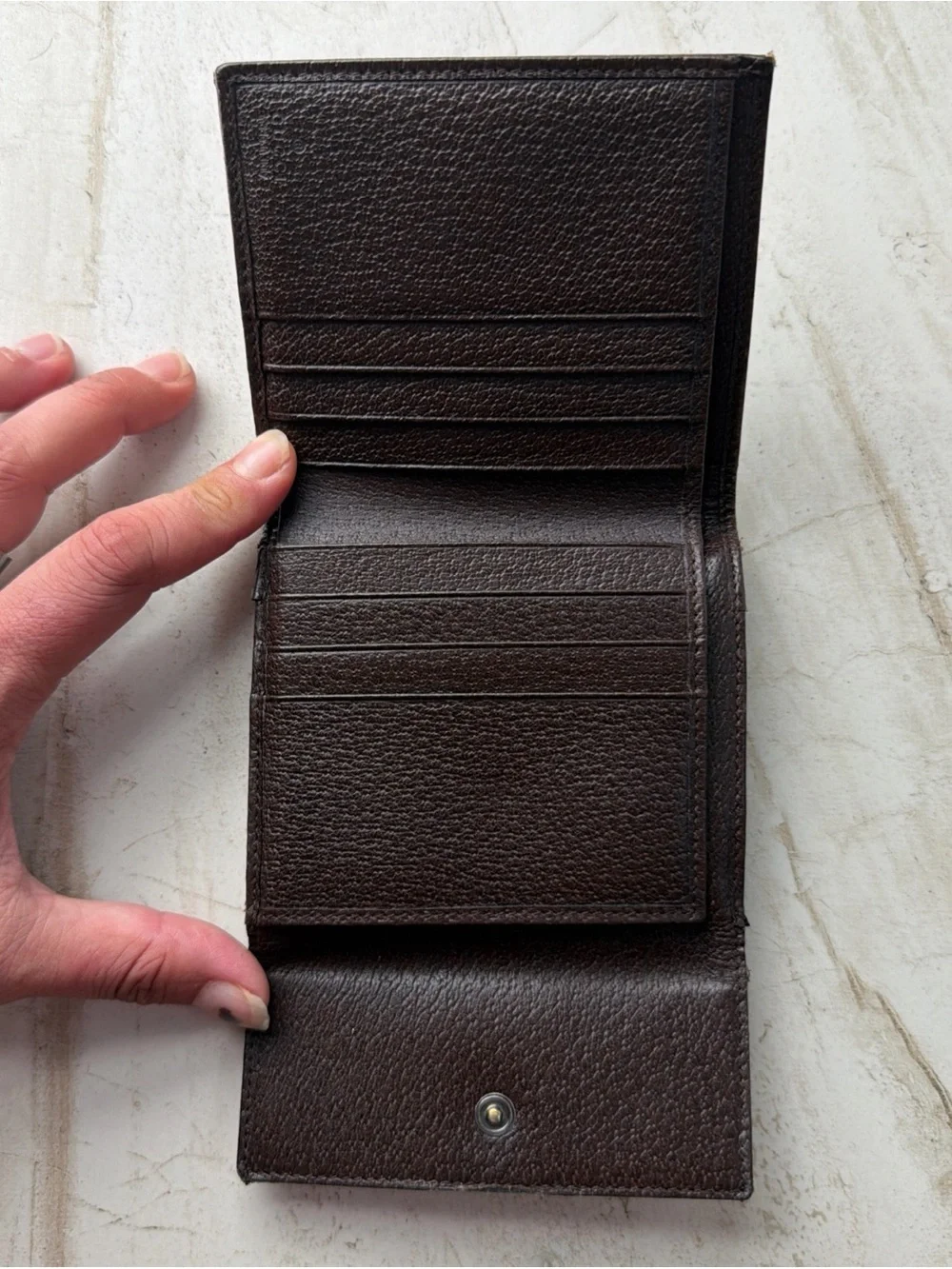 Gucci Brown & Beige Monogram Canvas Snap Card Holder
